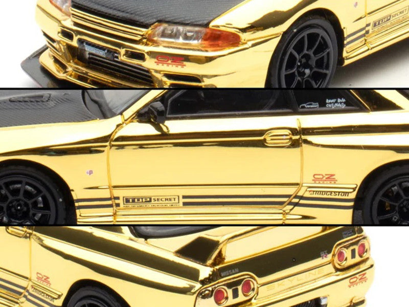 SPECIAL EVENT CAR! Nissan Skyline GT-R (R32) "Top Secret" RHD Chrome Gold with Carbon Hood "The Model Car Show Malaysia 2025 Event Edition" 1/64 Diecast Model Car by Inno Models